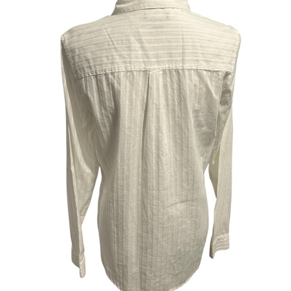 {Falls Creek} Women’s White Striped Button-Up Shirt - Picture 2 of 4